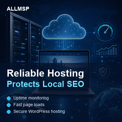 Reliable website hosting protects local SEO with uptime monitoring, fast page speed, and secure WordPress hosting
