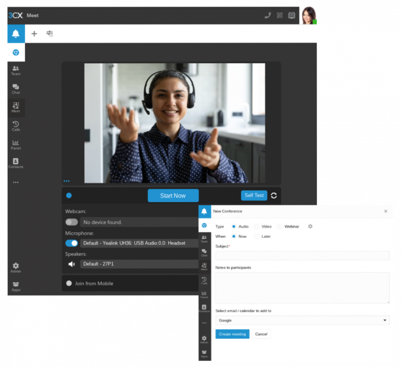 3CX video meeting interface