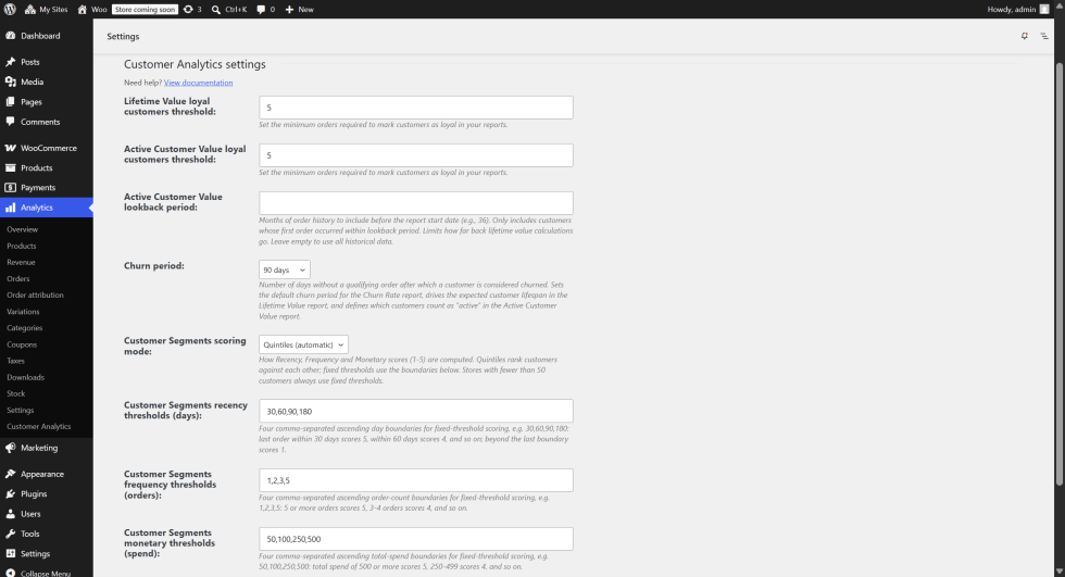 WooCommerce settings interface