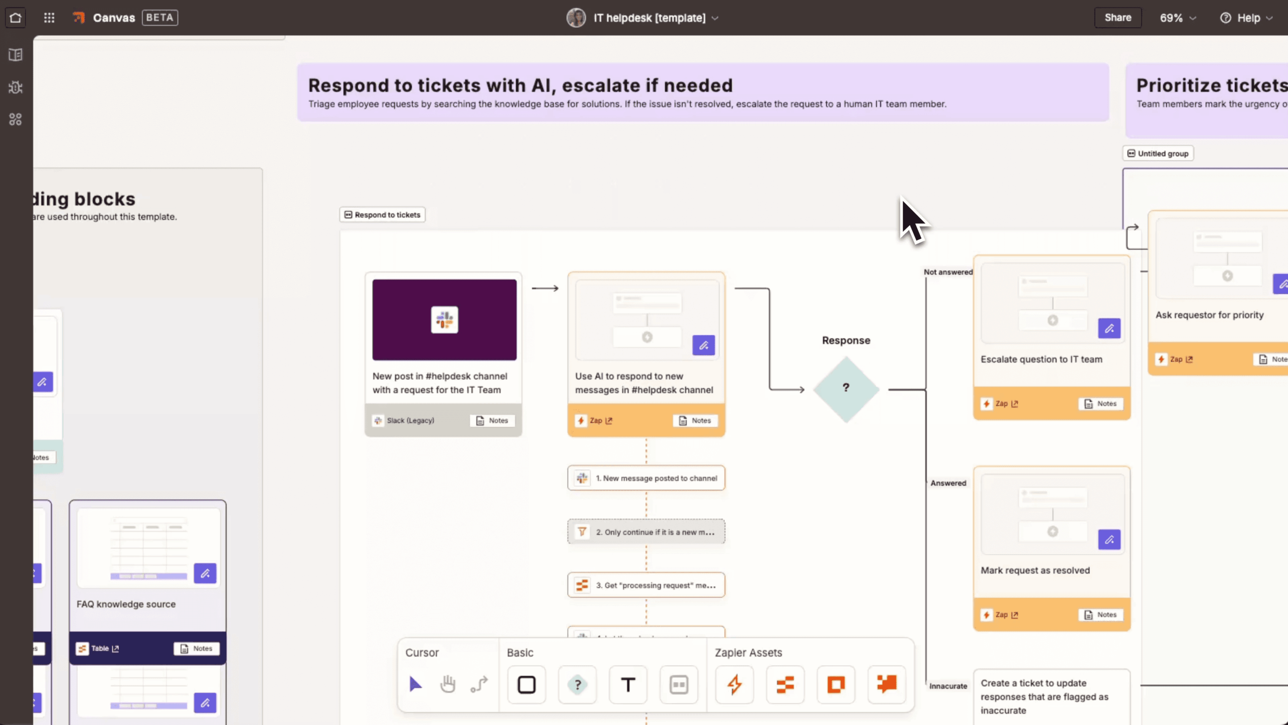 Zapier AI assistant builder interface