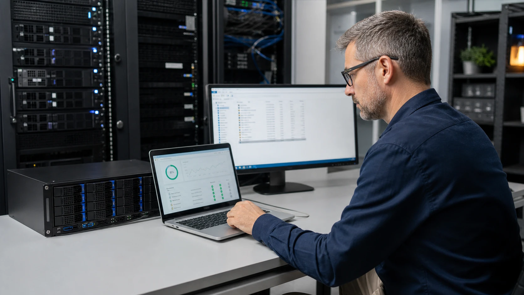 IT administrator validating a business data recovery test