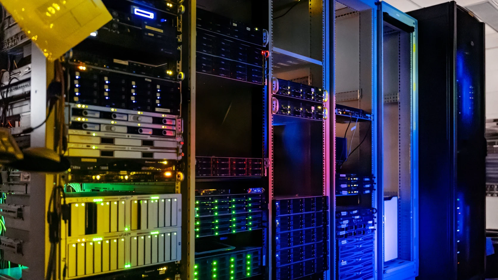 High-density modern server racks in an observatory data center