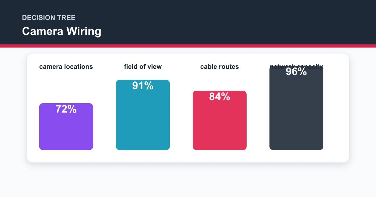 Camera Wiring decision tree covering camera locations, field of view, cable routes, network capacity