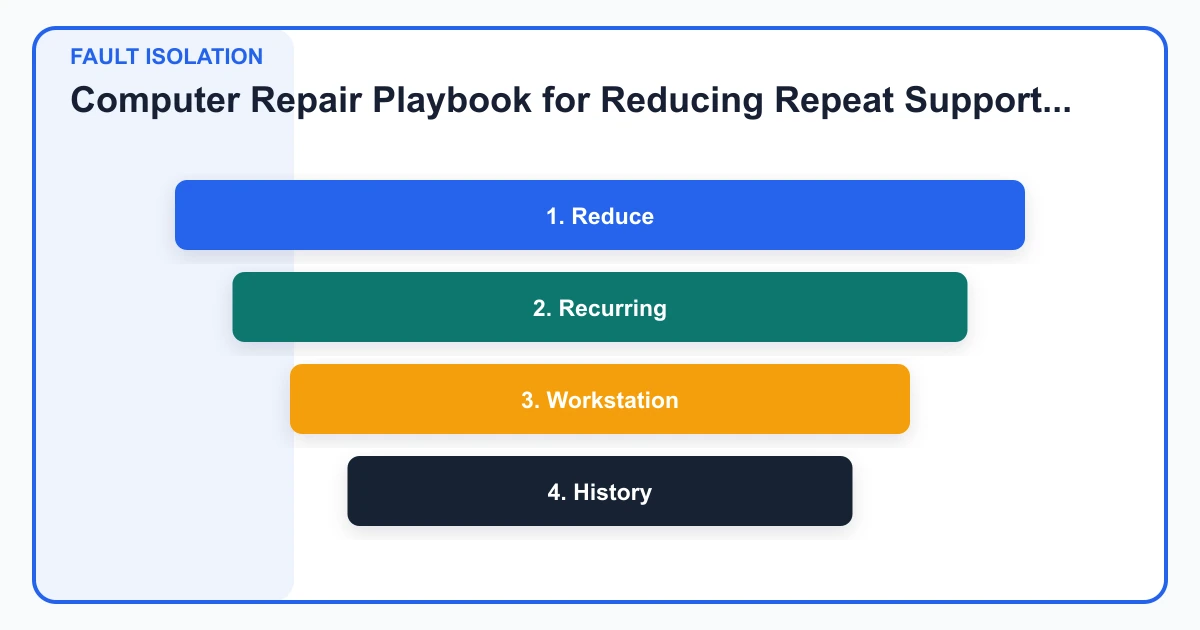 Computer Repair Playbook for Reducing Repeat Support Tickets fault isolation covering Reduce, Recurring, Workstation, History