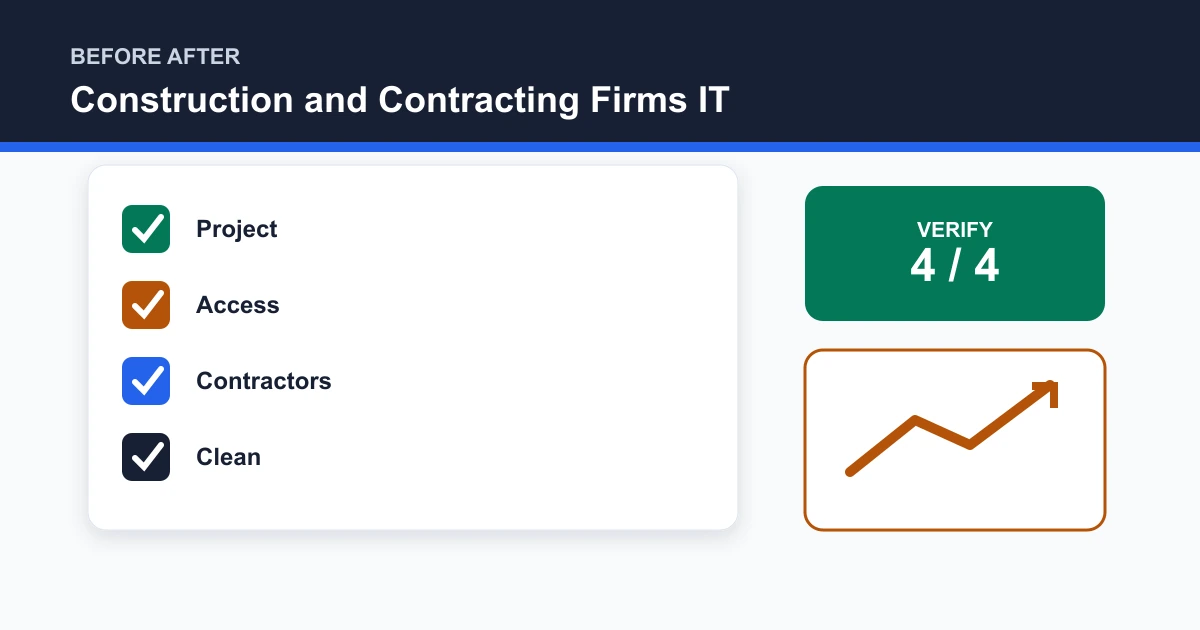 Construction and Contracting Firms IT before after covering Project, Access, Contractors, Clean