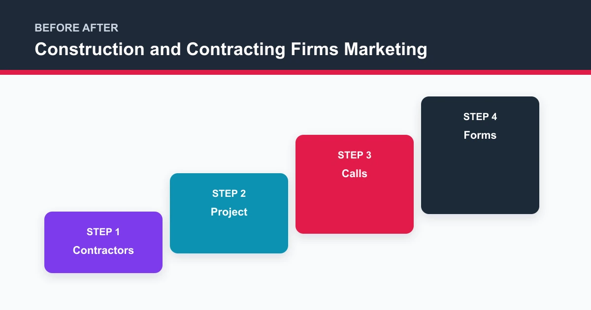Construction and Contracting Firms Marketing before after covering Contractors, Project, Calls, Forms