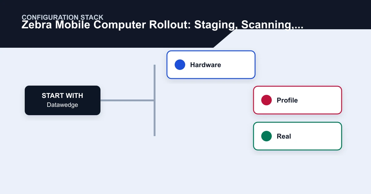 Zebra Mobile Computer Rollout: Staging, Scanning, and Fleet Control configuration stack covering Datawedge, Hardware, Profile, Real