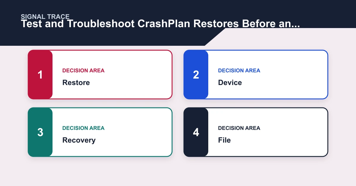 Test and Troubleshoot CrashPlan Restores Before an Emergency signal trace covering Restore, Device, Recovery, File