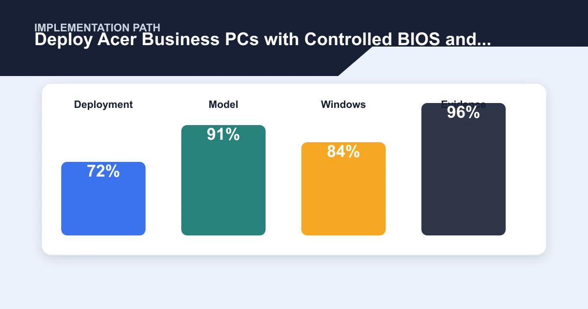 Deploy Acer Business PCs with Controlled BIOS and Driver Changes implementation path covering Deployment, Model, Windows, Evidence