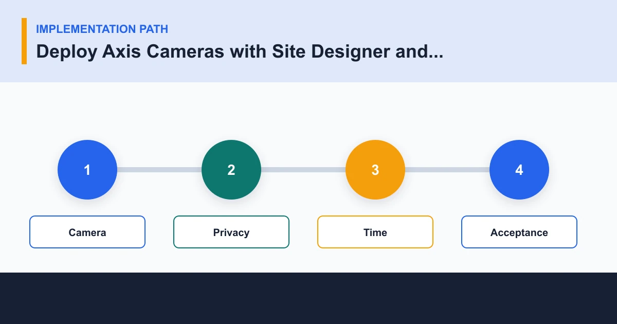 Deploy Axis Cameras with Site Designer and Controlled Commissioning implementation path covering Camera, Privacy, Time, Acceptance