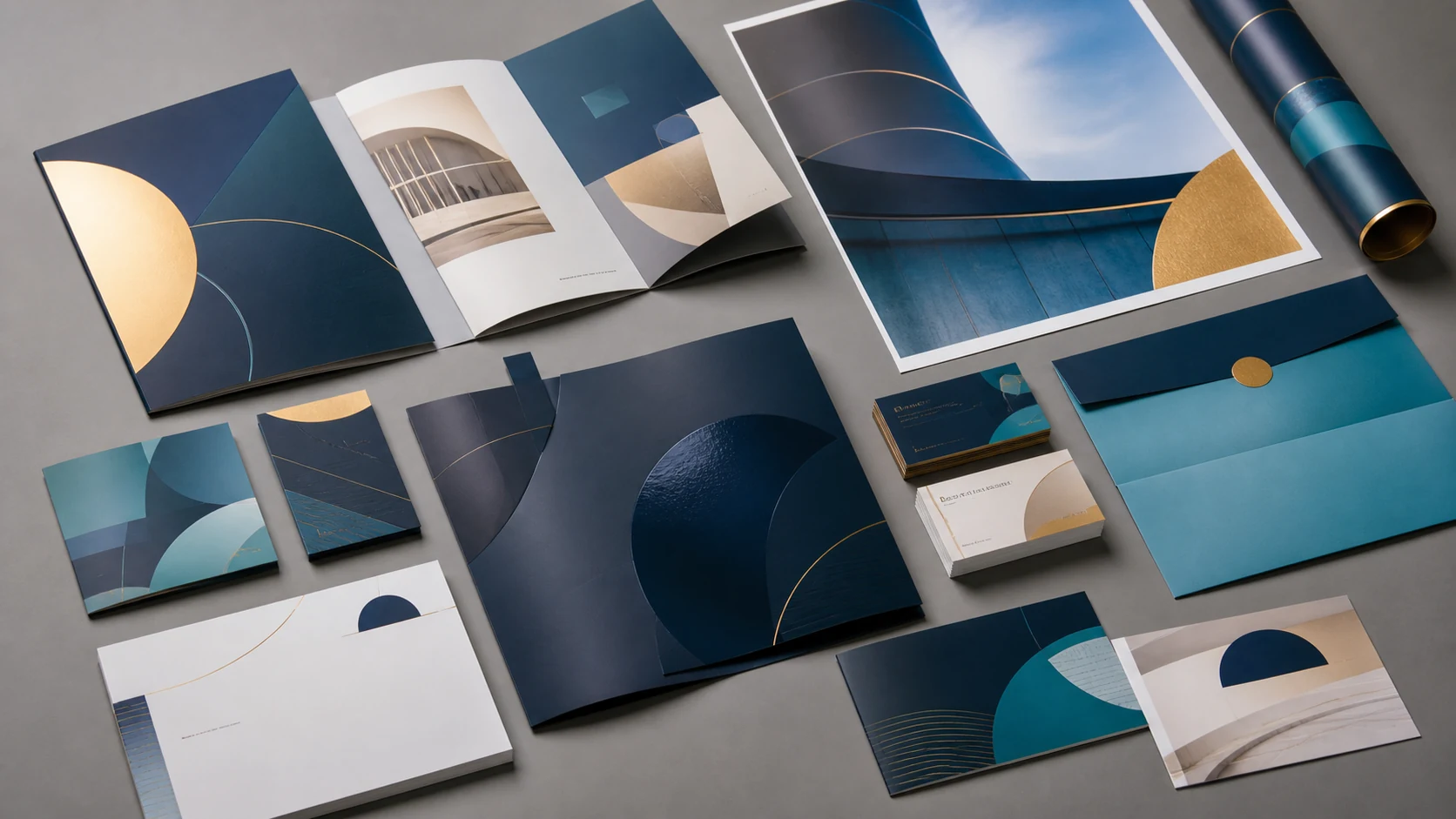 Premium business cards, brochures, folders, postcards, and stationery