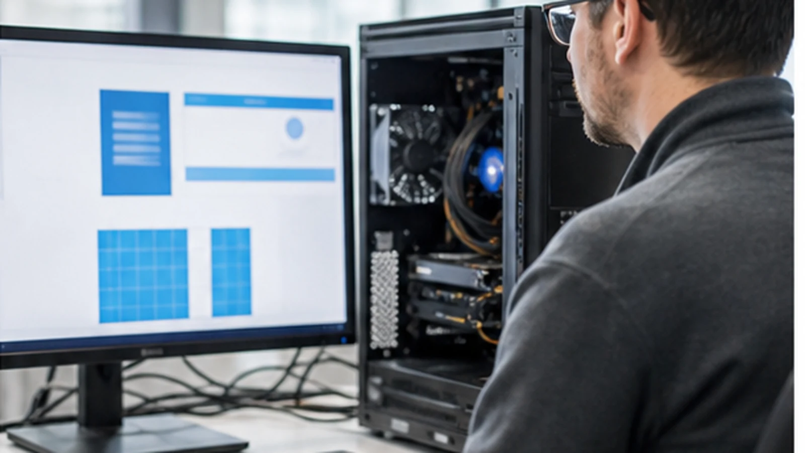 ALLMSP technician completing blue screen and windows repair for a business workstation