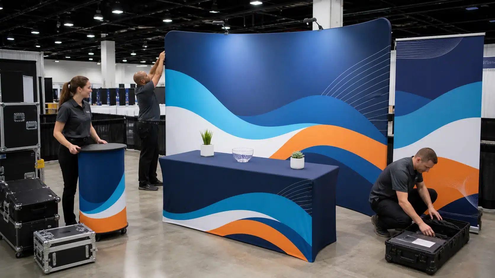 Professional trade show display setup