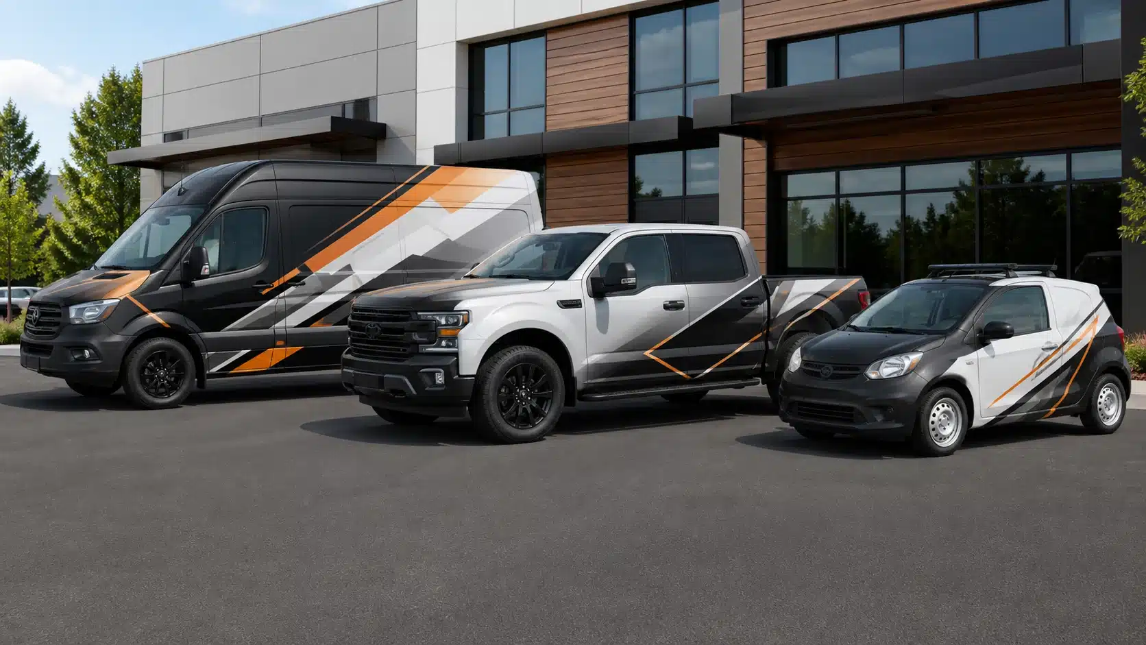 Coordinated vehicle wraps and fleet graphics for business vehicles