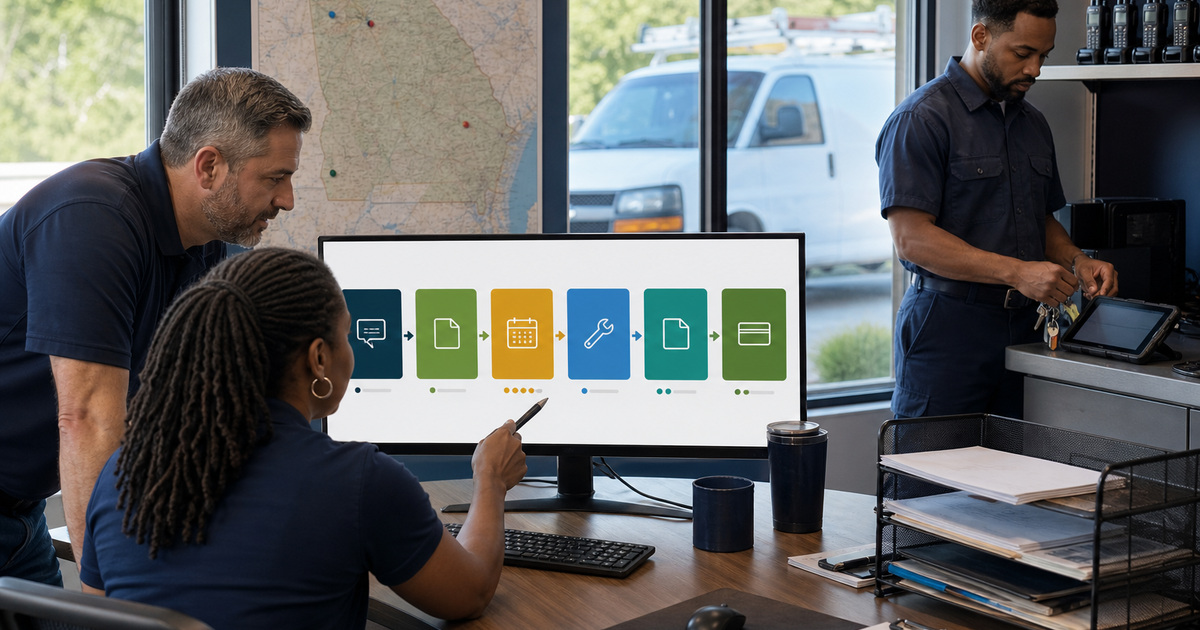 Jobber account-workflow-dispatch-client-hub support for a Georgia business
