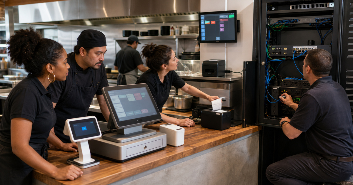 Square restaurant-network-printer-power-resilience support for a Georgia business