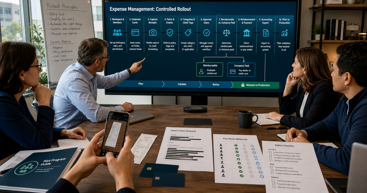 Expensify workspace-policy-card-receipt-approval-reimbursement-rollout support for a Georgia business