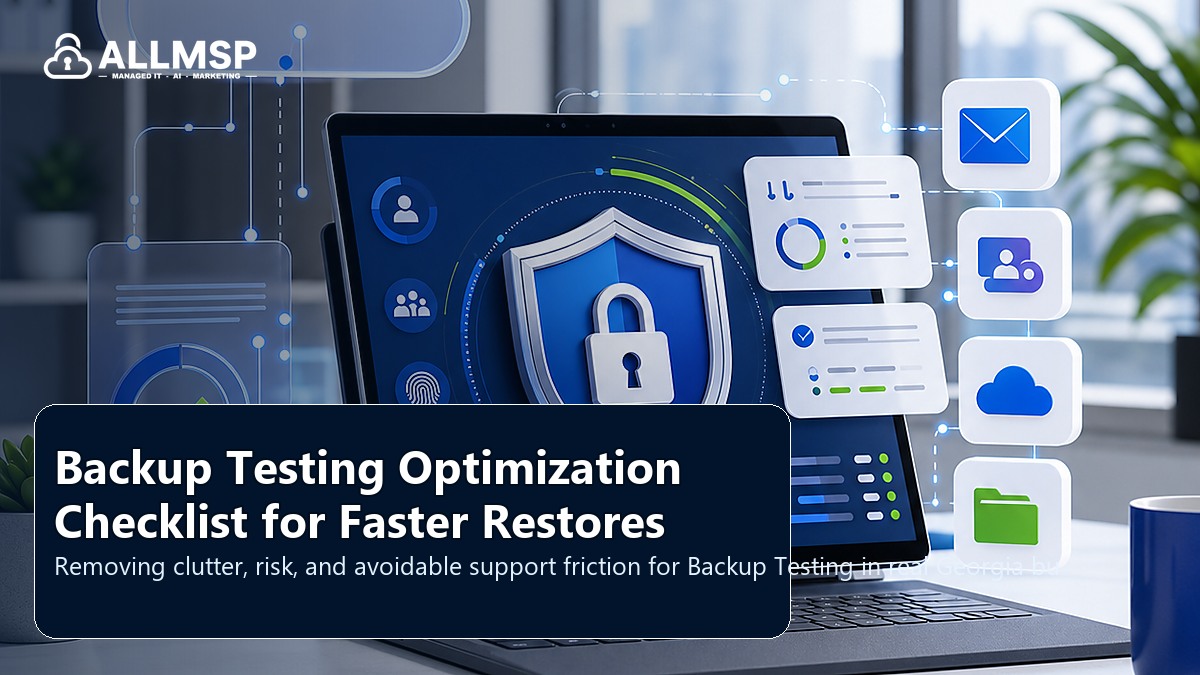 Backup Testing cleanup checklist for Georgia businesses: backup scope, restore testing, retention settings, ransomware scenarios, and recovery roles