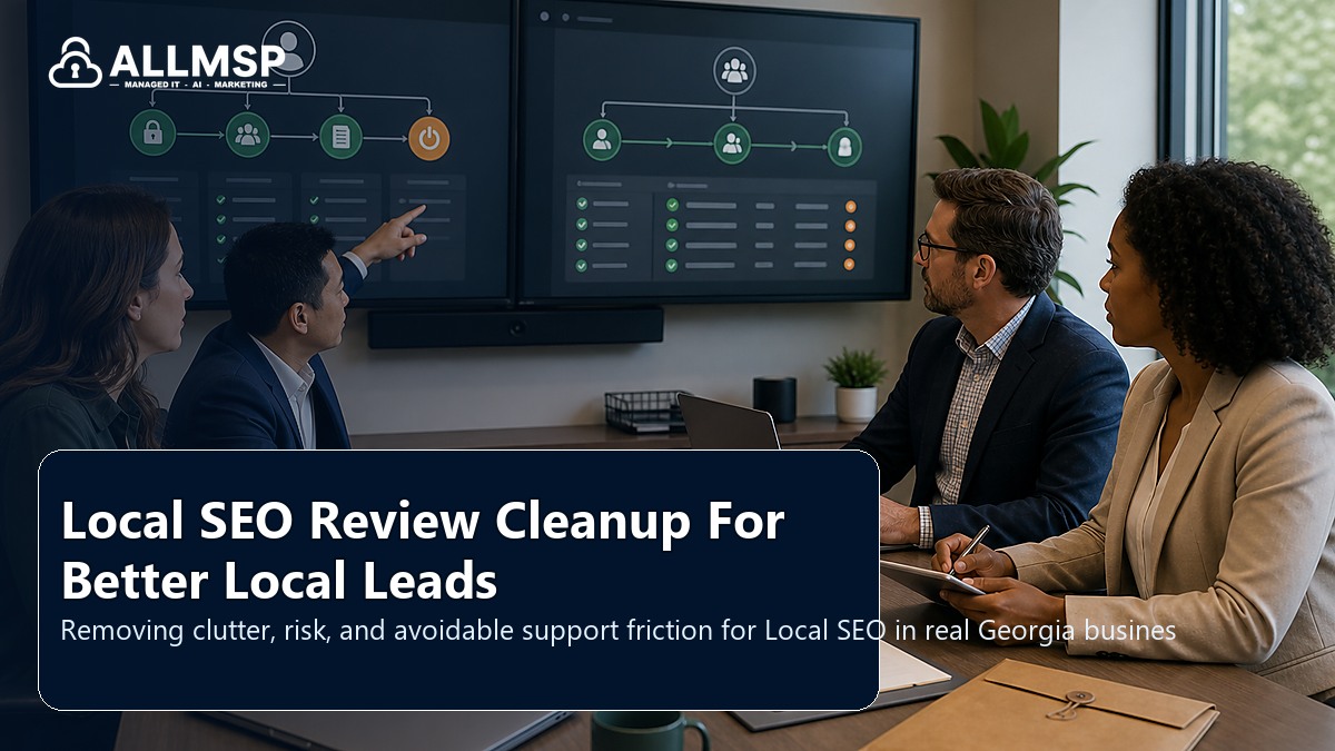 Local SEO cleanup checklist for Georgia businesses: local search intent, page quality, speed, form routing, conversion paths, and proof that leads are being captured