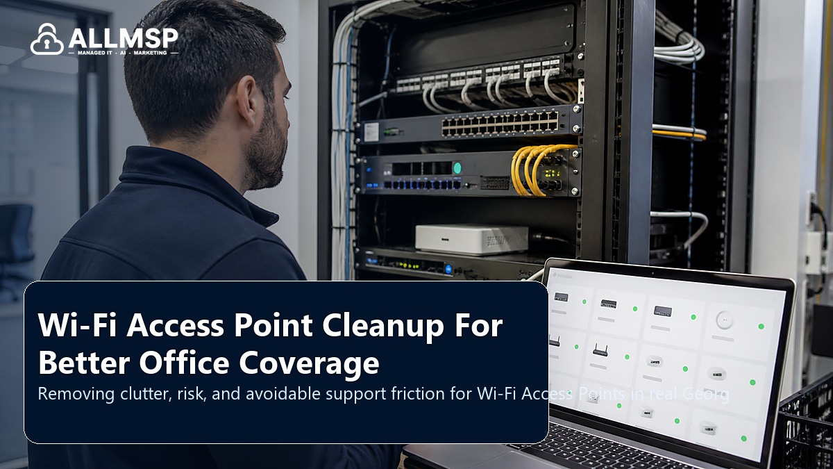 Wi-Fi Access Points cleanup checklist for Georgia businesses: equipment inventory, labeling, firmware, monitoring, lifecycle planning, and support documentation