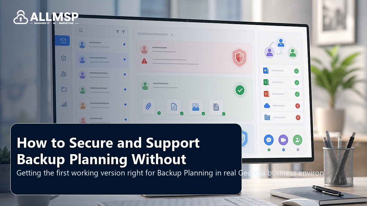 Backup Planning setup guide for Georgia businesses: backup scope, restore testing, retention settings, ransomware scenarios, and recovery roles