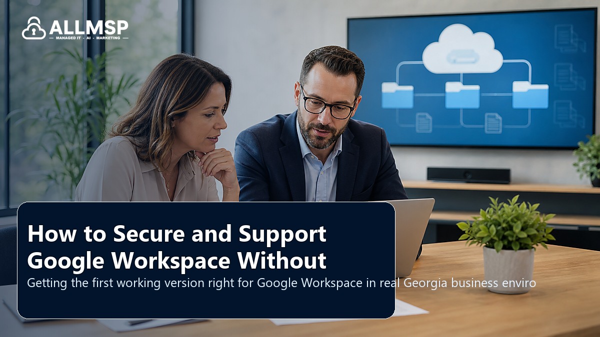 Google Workspace setup guide for Georgia businesses: shared drive ownership, 2-Step Verification, Gmail routing, app access, and migration cleanup