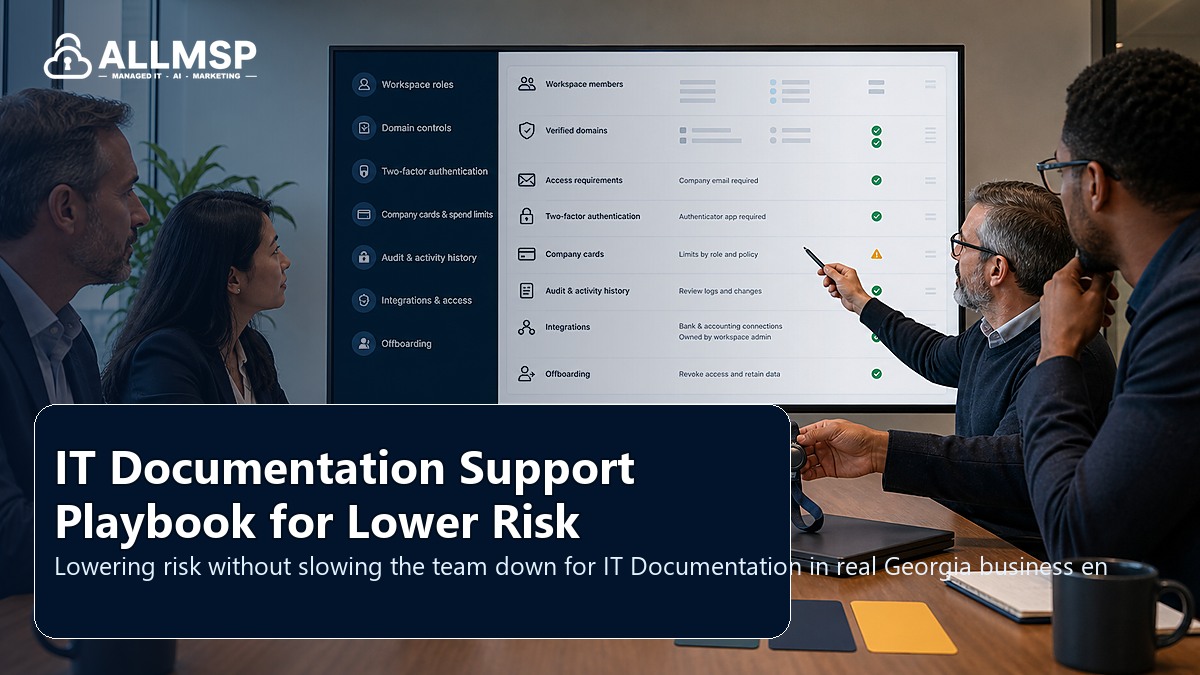 IT Documentation security and support playbook for Georgia businesses: workflow design, vendor coordination, support patterns, data ownership, reporting, and change control