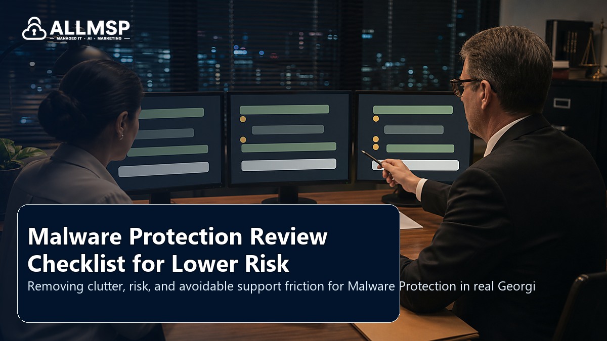 Malware Protection cleanup checklist for Georgia businesses: account hardening, alert routing, endpoint health, training, patch cadence, and response playbooks