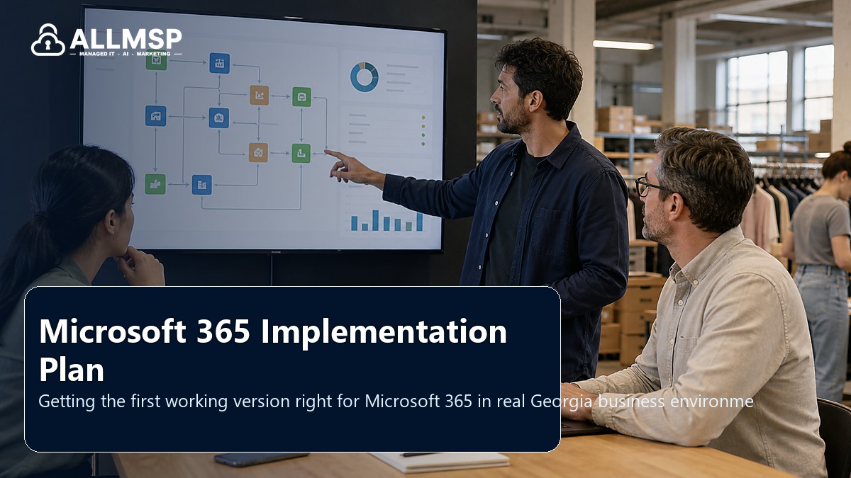 Microsoft 365 setup guide for Georgia businesses: identity cleanup, collaboration rules, license decisions, Teams and SharePoint ownership, and user support
