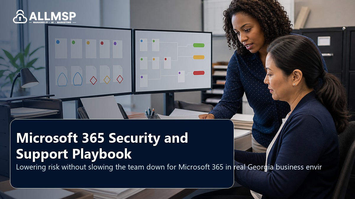 Microsoft 365 security and support playbook for Georgia businesses: identity cleanup, collaboration rules, license decisions, Teams and SharePoint ownership, and user support