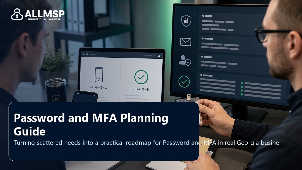 Password and MFA planning guide for Georgia businesses: account hardening, alert routing, endpoint health, training, patch cadence, and response playbooks