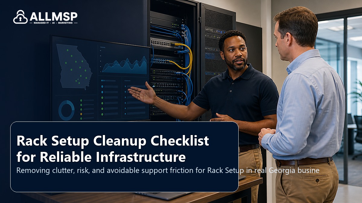 Rack Setup cleanup checklist for Georgia businesses: equipment inventory, labeling, firmware, monitoring, lifecycle planning, and support documentation