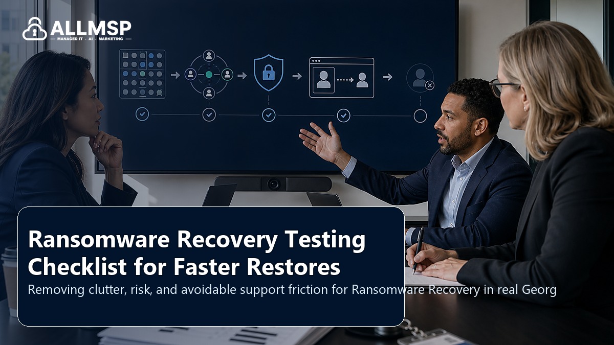 Ransomware Recovery cleanup checklist for Georgia businesses: backup scope, restore testing, retention settings, ransomware scenarios, and recovery roles