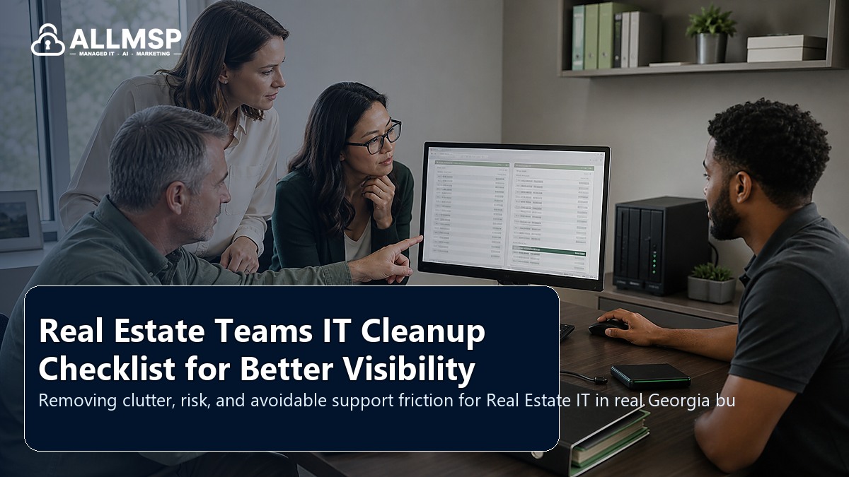 Real Estate IT cleanup checklist for Georgia businesses: workflow design, vendor coordination, support patterns, data ownership, reporting, and change control