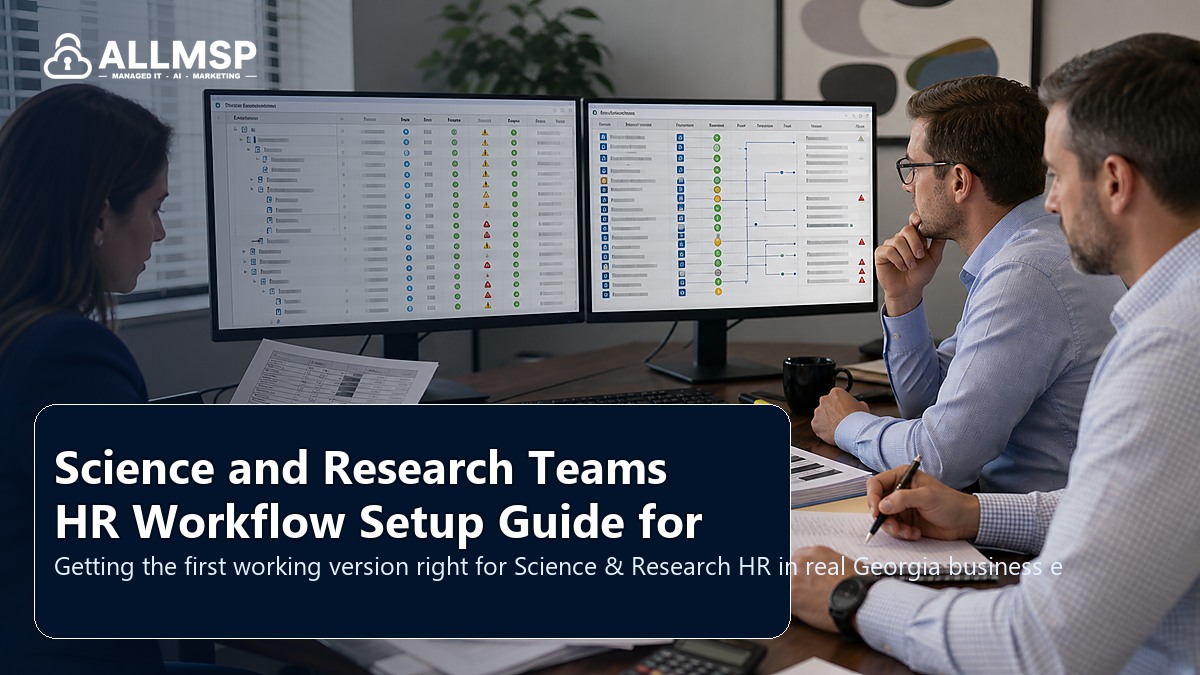 Science & Research HR setup guide for Georgia businesses: employee lifecycle workflows, access handoffs, training expectations, device readiness, and support during transitions