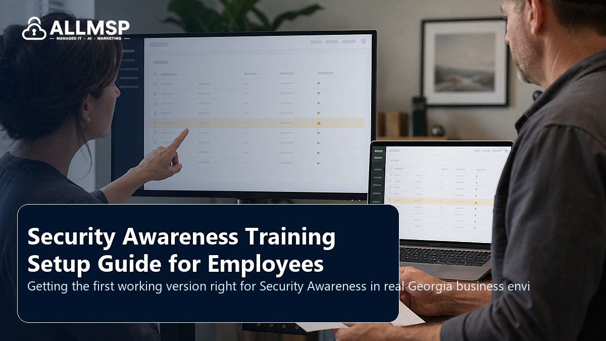 Security Awareness setup guide for Georgia businesses: account hardening, alert routing, endpoint health, training, patch cadence, and response playbooks