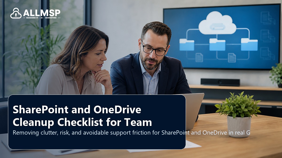 SharePoint and OneDrive cleanup checklist for Georgia businesses: identity cleanup, collaboration rules, license decisions, Teams and SharePoint ownership, and user support