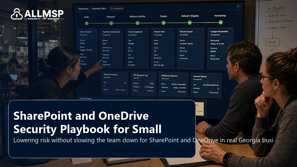 SharePoint and OneDrive security and support playbook for Georgia businesses: identity cleanup, collaboration rules, license decisions, Teams and SharePoint ownership, and user support
