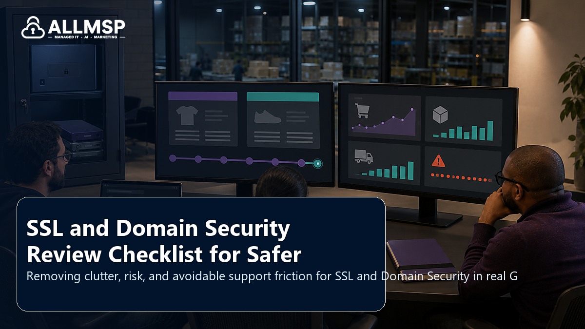 SSL and Domain Security cleanup checklist for Georgia businesses: account hardening, alert routing, endpoint health, training, patch cadence, and response playbooks