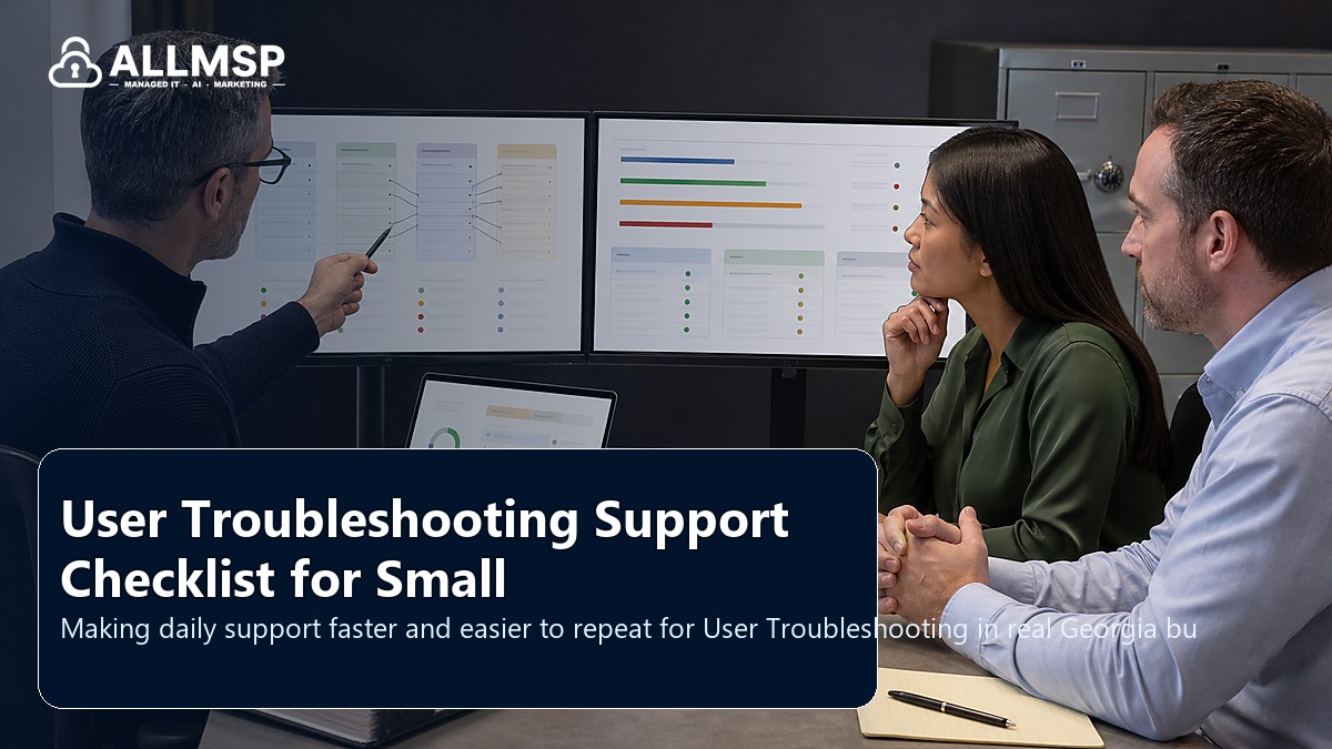 User Troubleshooting support checklist for Georgia businesses: workflow design, vendor coordination, support patterns, data ownership, reporting, and change control