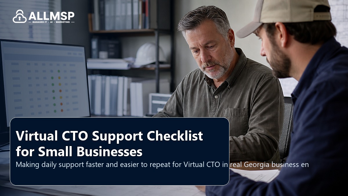 Virtual CTO support checklist for Georgia businesses: workflow design, vendor coordination, support patterns, data ownership, reporting, and change control