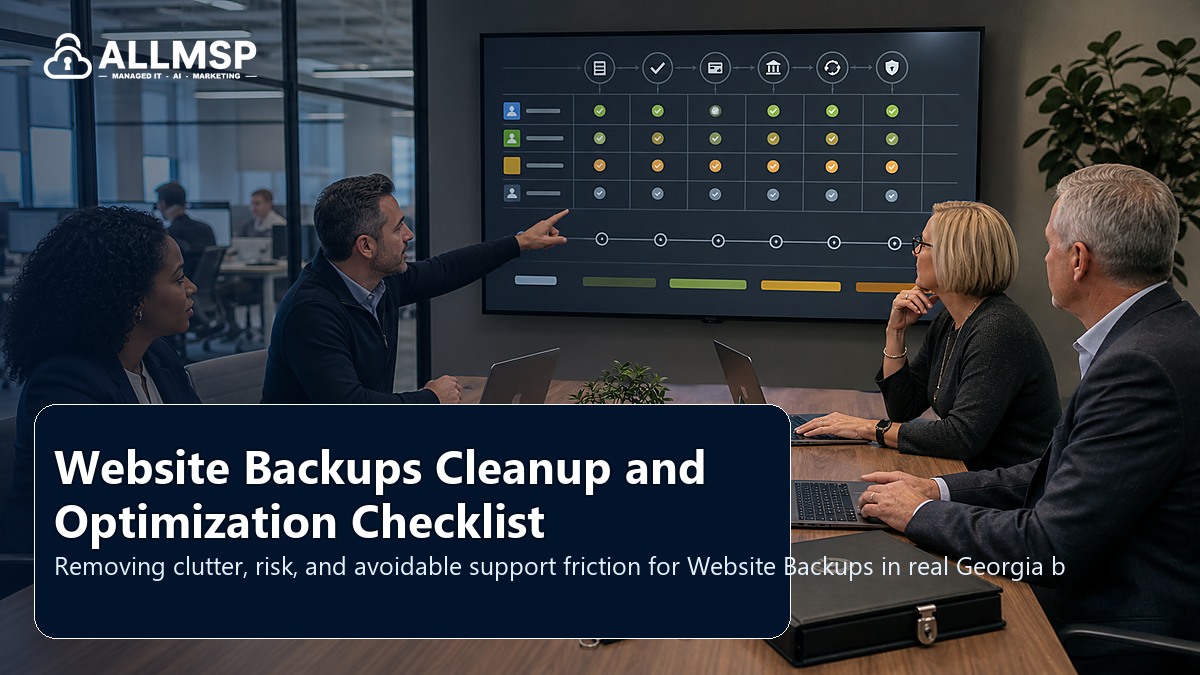 Website Backups cleanup checklist for Georgia businesses: backup scope, restore testing, retention settings, ransomware scenarios, and recovery roles