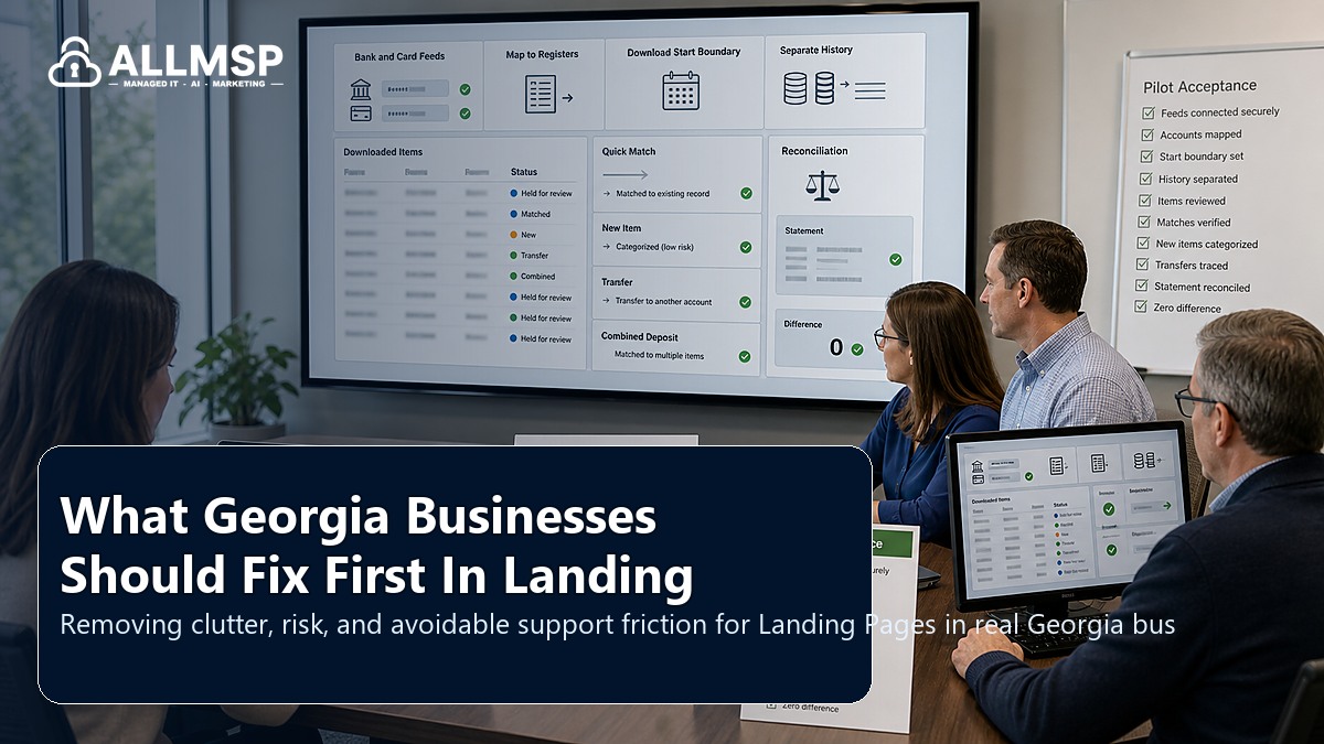 Landing Pages cleanup checklist for Georgia businesses: local search intent, page quality, speed, form routing, conversion paths, and proof that leads are being captured