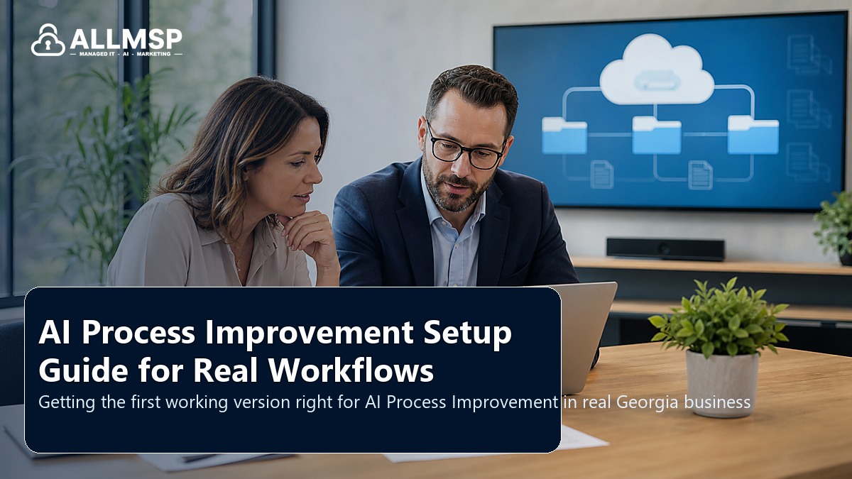 AI Process Improvement setup guide for Georgia businesses: workflow design, vendor coordination, support patterns, data ownership, reporting, and change control