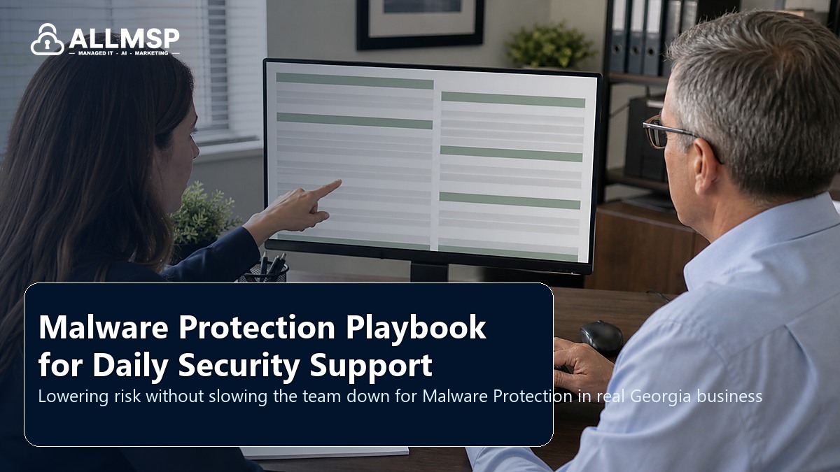 Malware Protection security and support playbook for Georgia businesses: account hardening, alert routing, endpoint health, training, patch cadence, and response playbooks