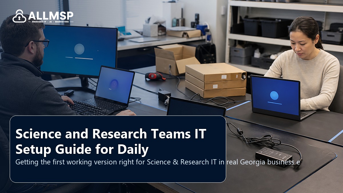 Science & Research IT setup guide for Georgia businesses: workflow design, vendor coordination, support patterns, data ownership, reporting, and change control