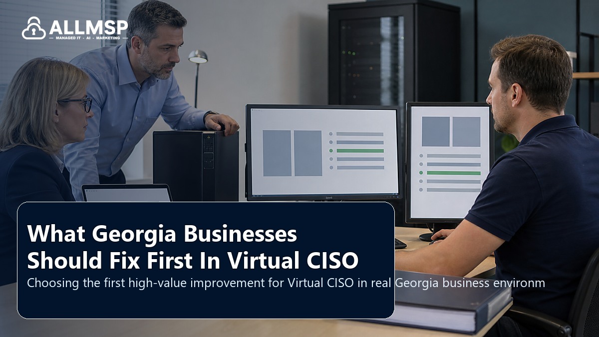 Virtual CISO fix-first guide for Georgia businesses: account hardening, alert routing, endpoint health, training, patch cadence, and response playbooks