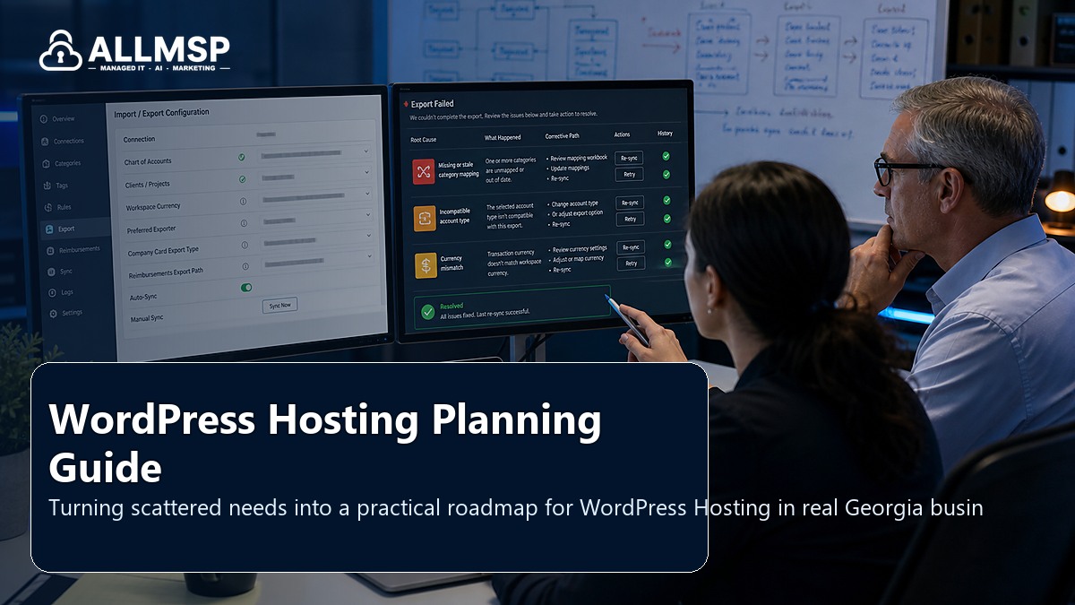 WordPress Hosting planning guide for Georgia businesses: account hardening, alert routing, endpoint health, training, patch cadence, and response playbooks