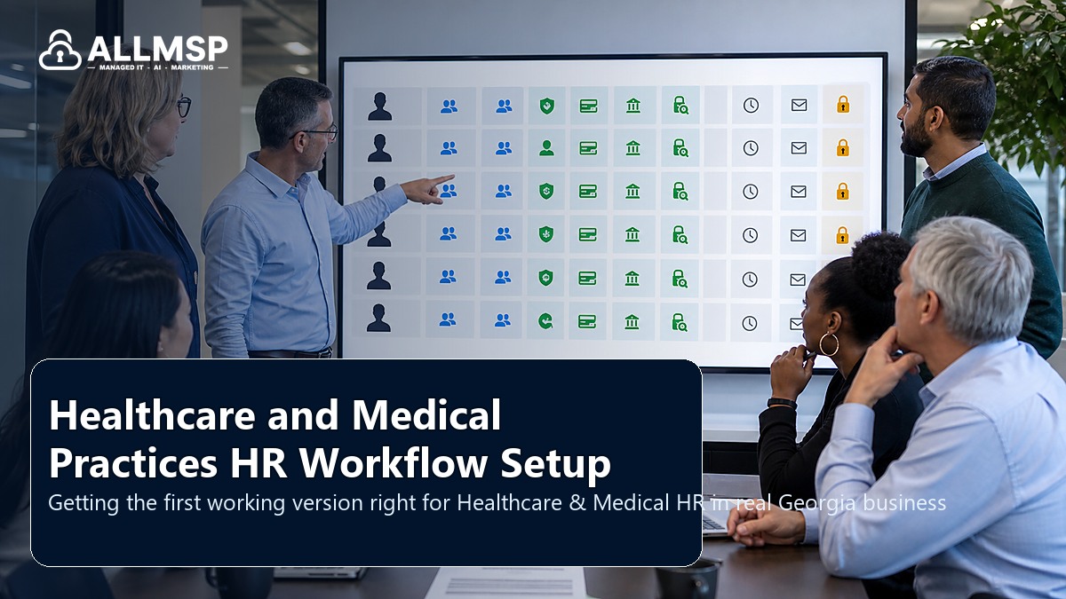 Healthcare & Medical HR setup guide for Georgia businesses: employee lifecycle workflows, access handoffs, training expectations, device readiness, and support during transitions