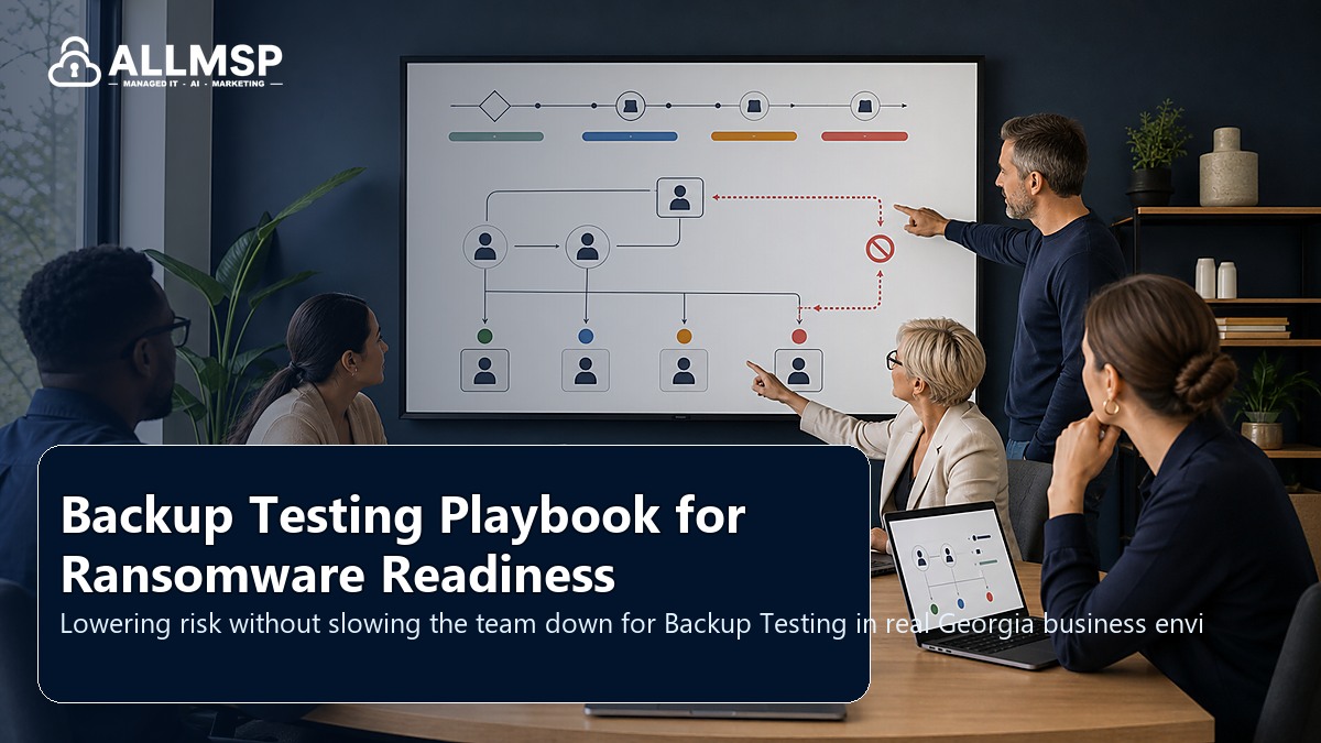 Backup Testing security and support playbook for Georgia businesses: backup scope, restore testing, retention settings, ransomware scenarios, and recovery roles